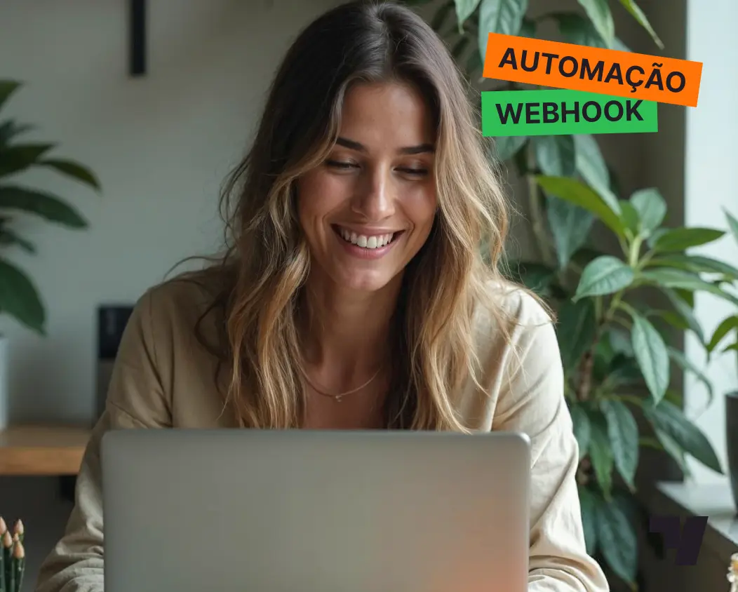 Imagem de mulher sorridente utilizando o computador utilizando o painel de Parceiro Tech da YAMPI